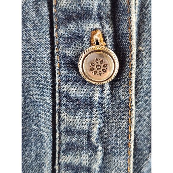 Red Rover Button Down Top Women's S Faux Leather Trim Braided Cowgirl VTG *Flaw - Picture 6 of 10